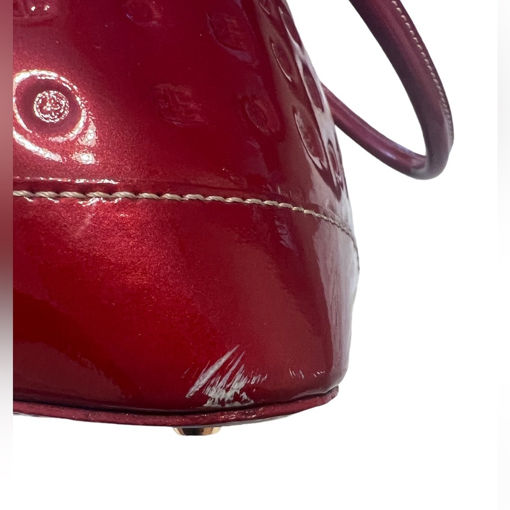 Arcadia Genuine Patent Leather Embossed Logo Satchel Handbag Made In Italy - Picture 5 of 9